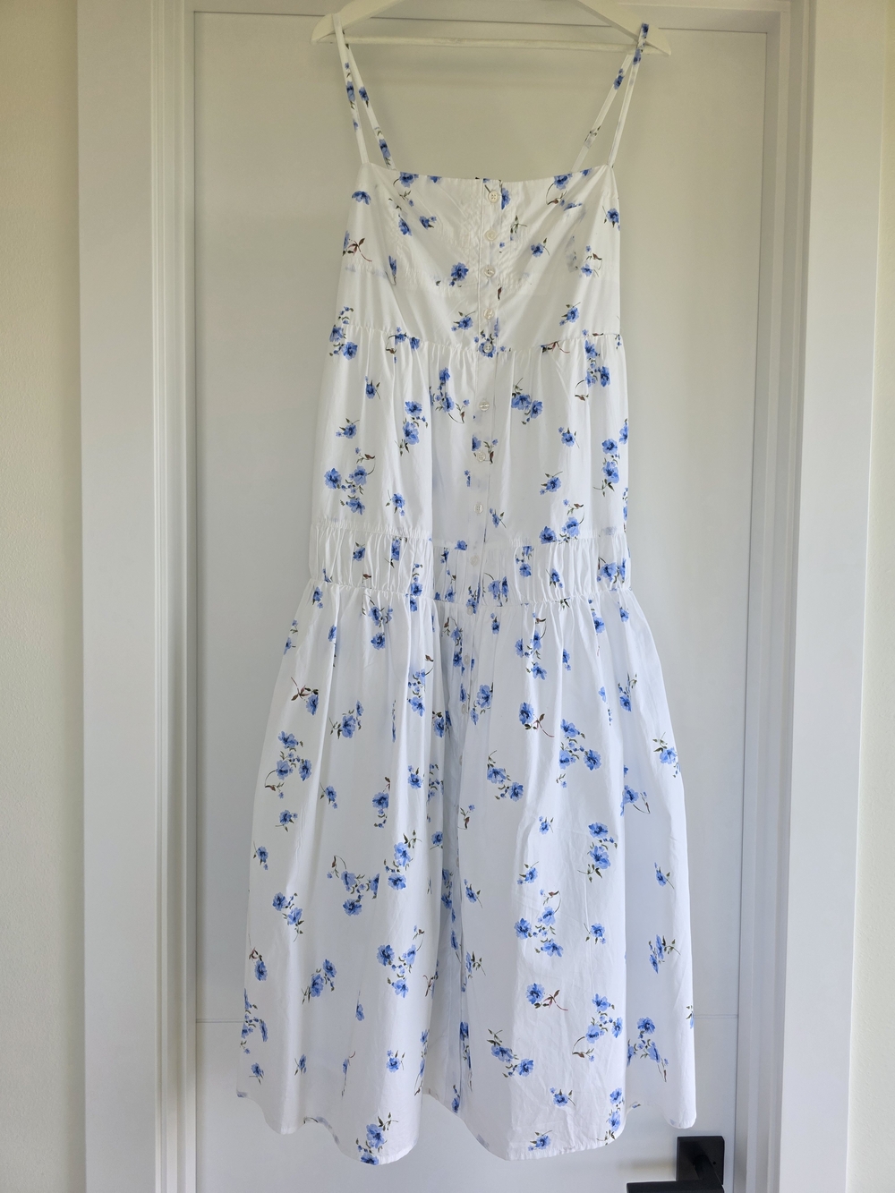 Quince 100% Organic Cotton Spaghetti Strap Maxi Dress Romantic Stems Medium - Picture 3 of 15